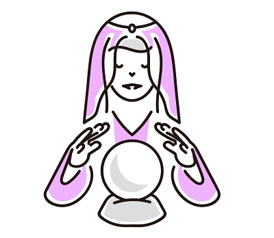 女性占い師のイラスト（水晶玉）